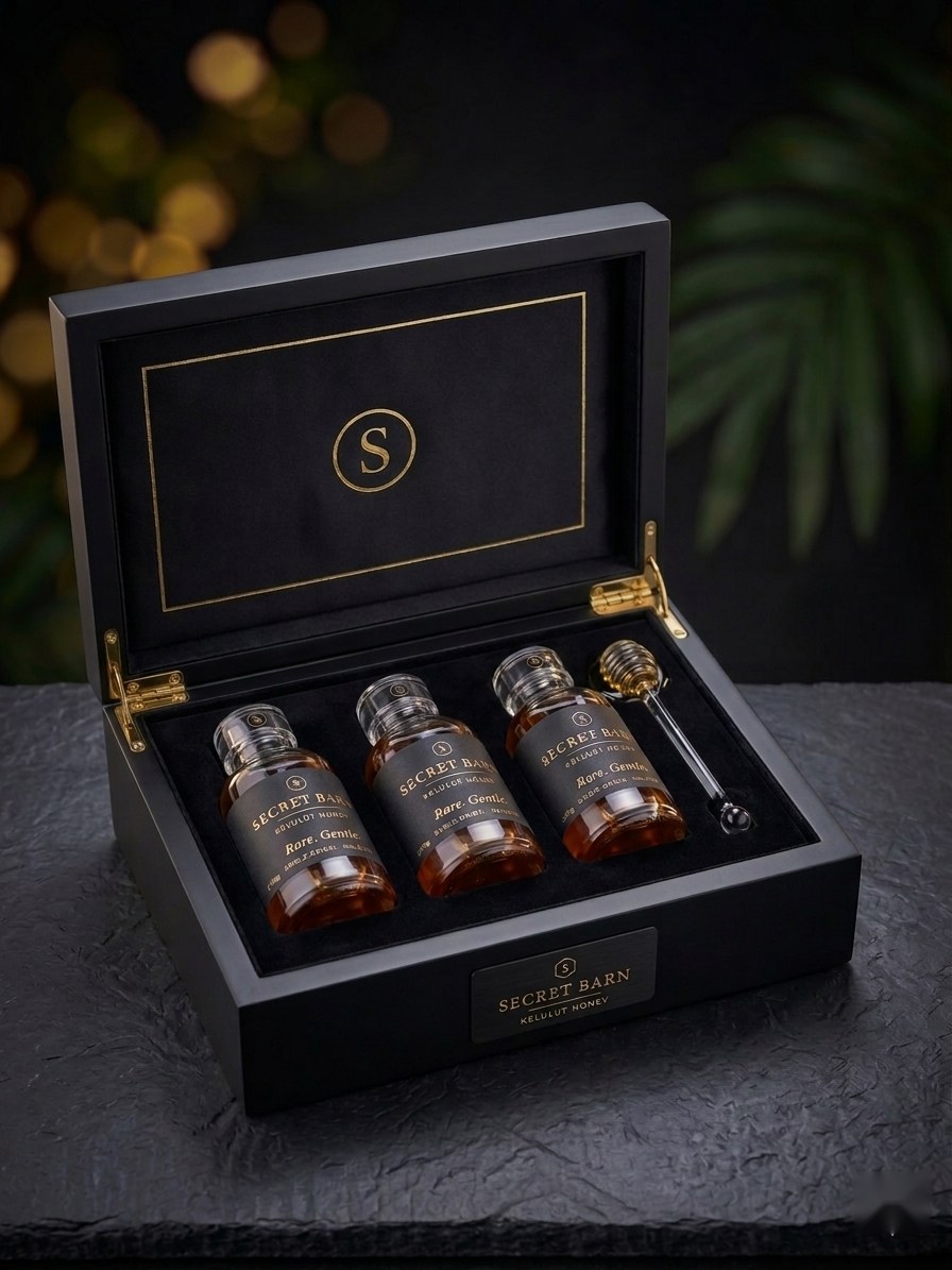 Secret Barn presentation gift box with three Kelulut honey jars