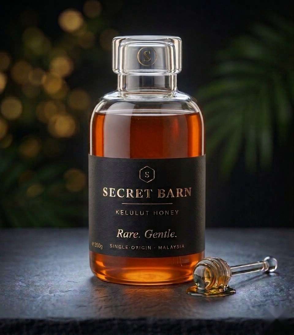 Secret Barn Kelulut Honey — single jar with honey dipper
